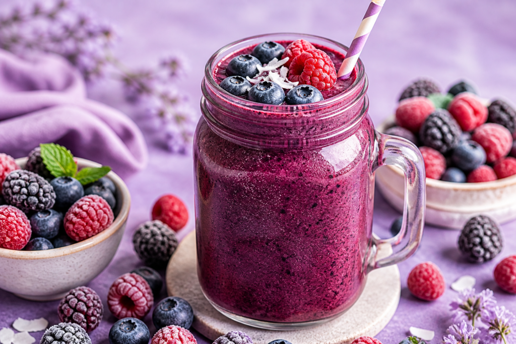 Berry blast smoothie — antioxidant-rich refreshing summer drink with blueberries and raspberries 2026