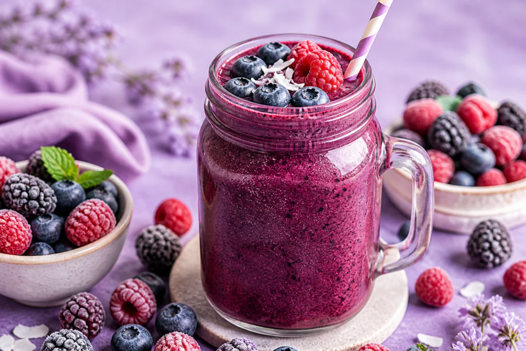 Berry blast smoothie — antioxidant-rich refreshing summer drink with blueberries and raspberries 2026