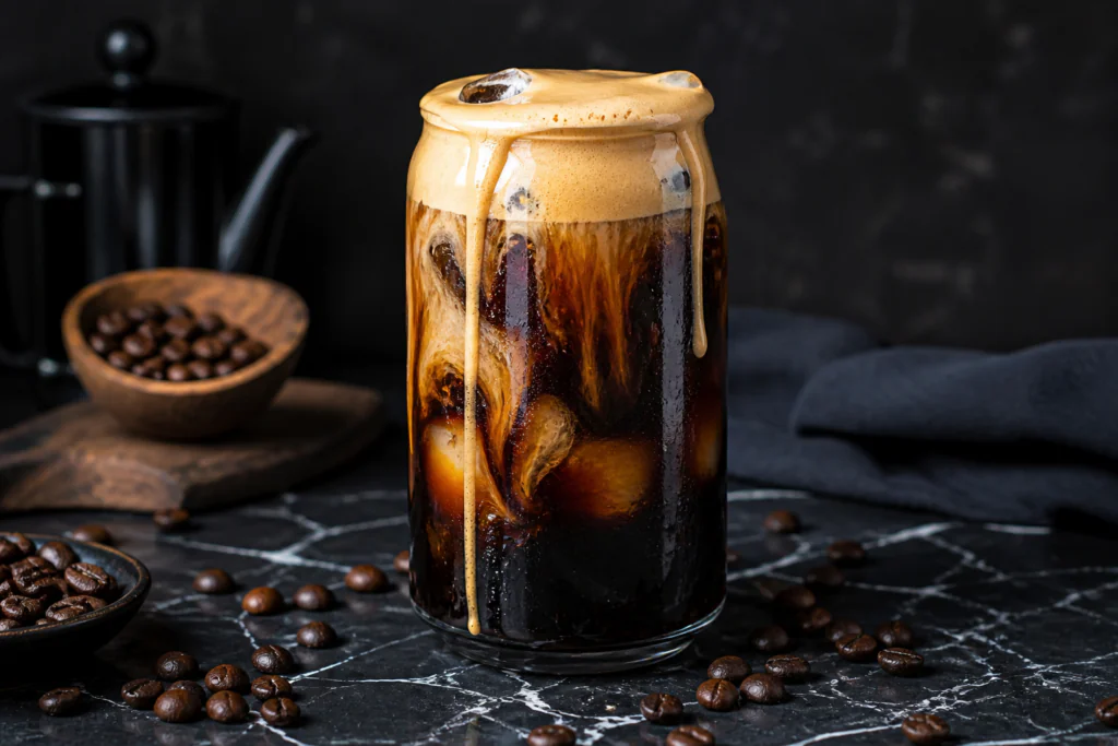Cold brew coffee with cold foam — refreshing iced coffee drink for summer 2026