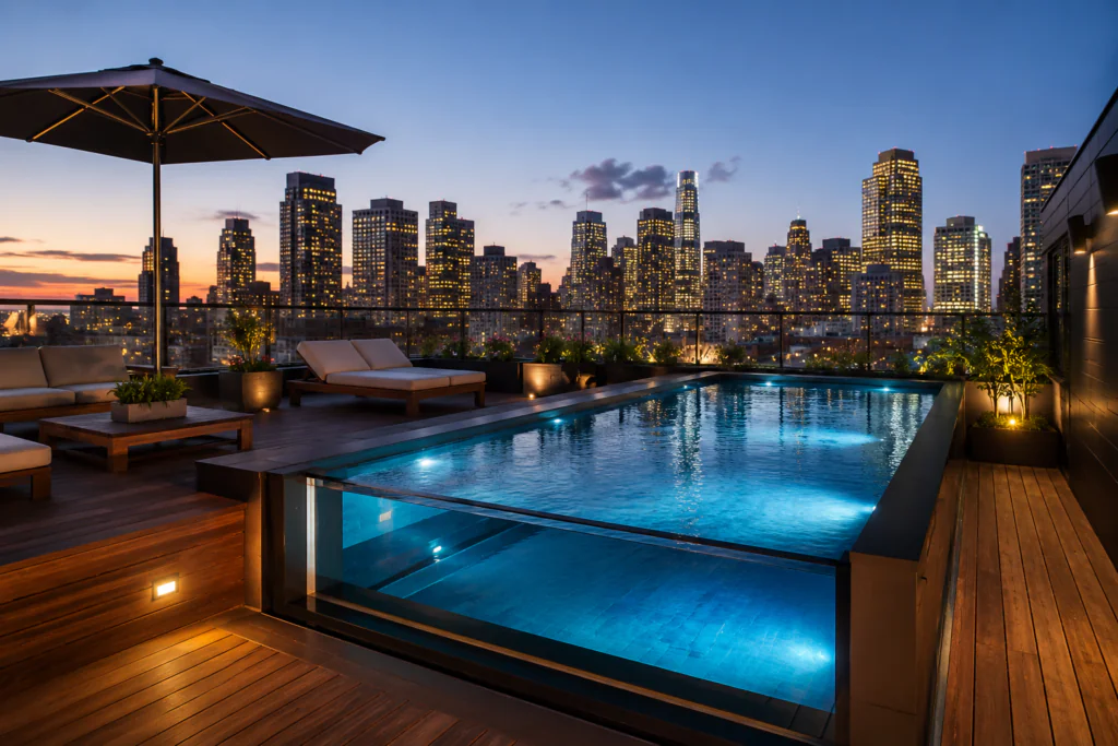 rooftop pool ideas for small urban backyards and deck spaces