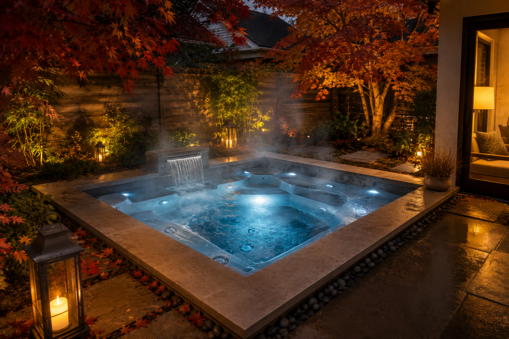 spool spa pool combo ideas for small backyards — year round outdoor relaxation
