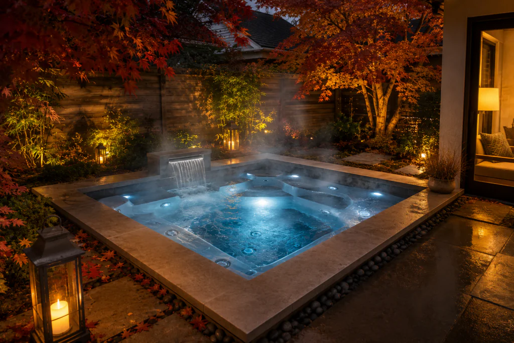 spool spa pool combo ideas for small backyards — year round outdoor relaxation
