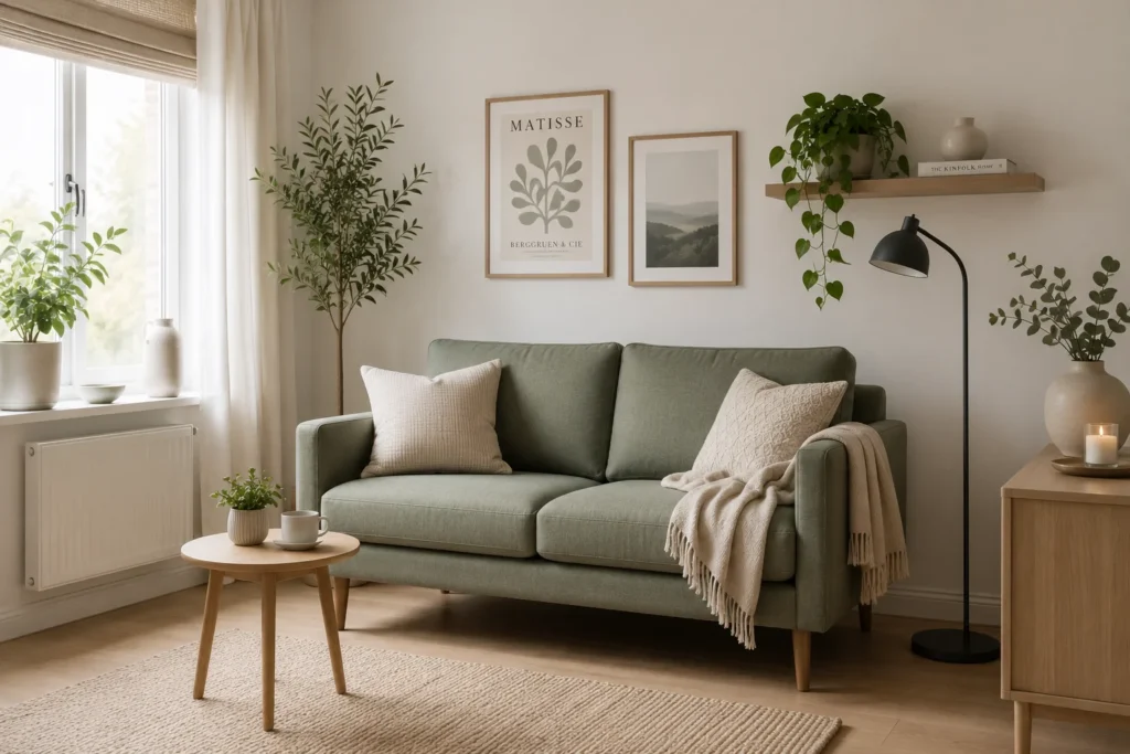 small living room sofa with legs creating visual space — 2026 interior design idea