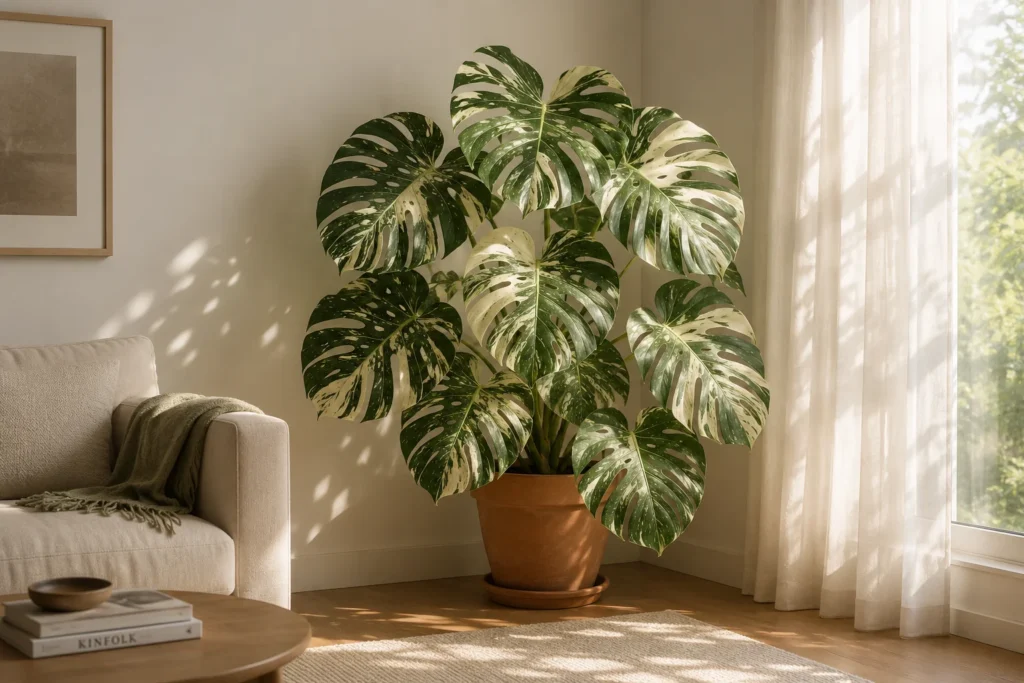 Monstera Thai Constellation small living room plant idea 2026 single statement plant