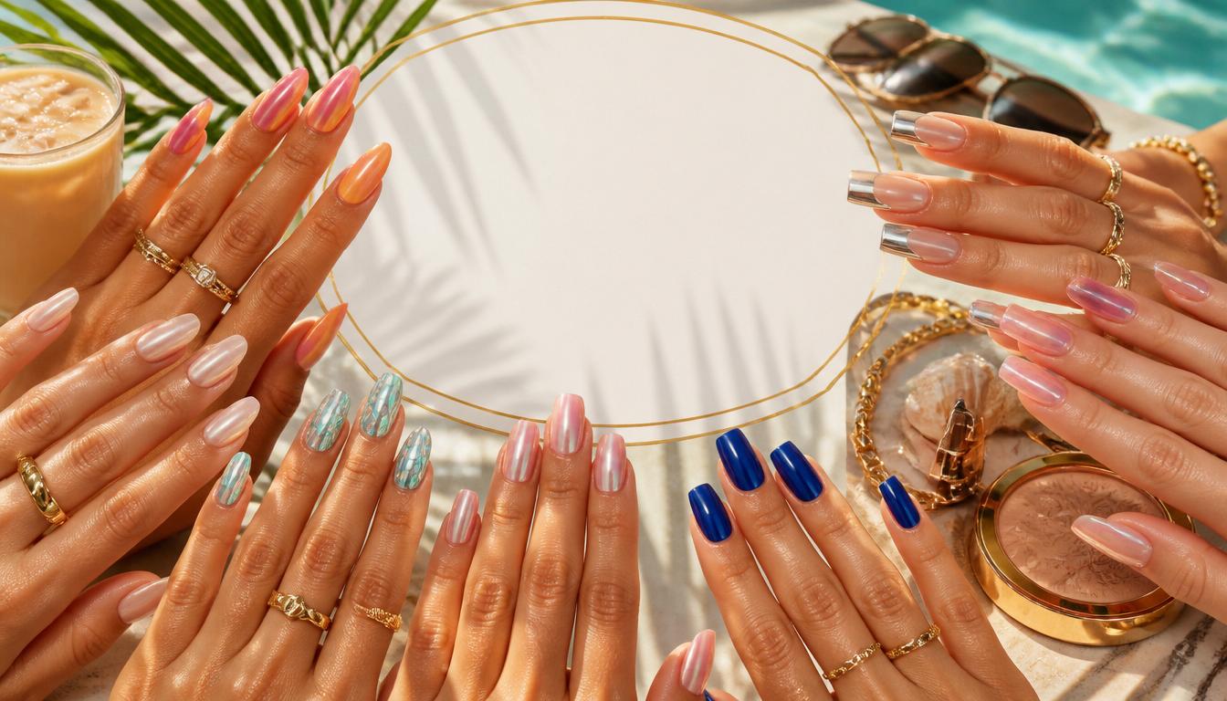 47 summer nail designs 2026 — bold coral and minimalist white close-up