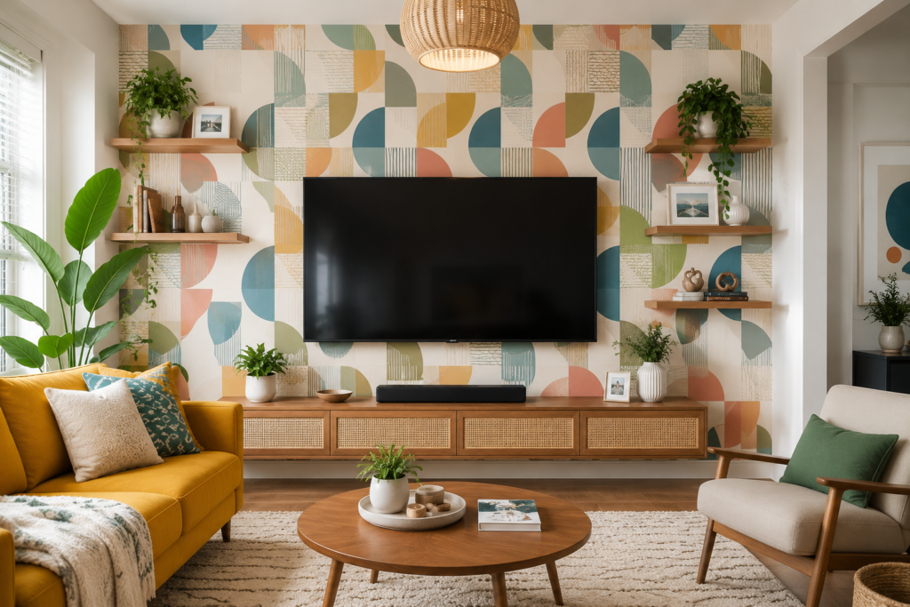  peel and stick wallpaper TV wall decor 2026 DIY budget