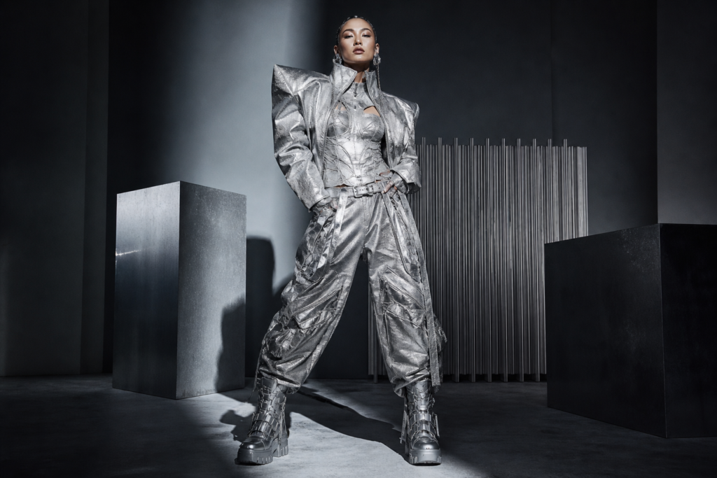 Y3K outfit idea 10 — biomechanical Y3K high fashion exoskeleton corset and structured jacket