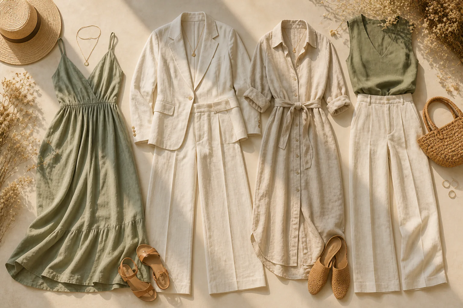 linen outfits for women 2026 — curated collection of stylish linen fashion looks for summer and spring