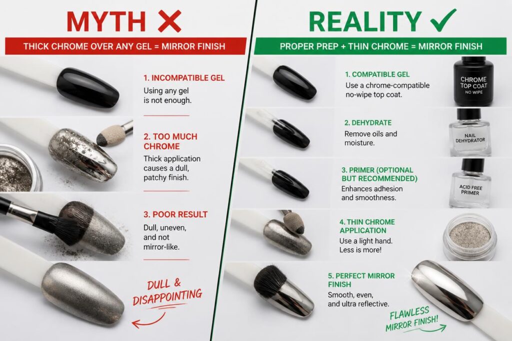  Nail designs 2026 myth versus reality chrome application comparison