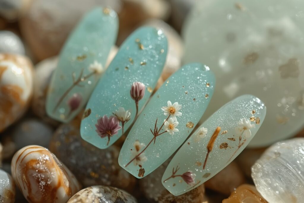 tropical nail ideas 2026 sea glass translucent jelly nails