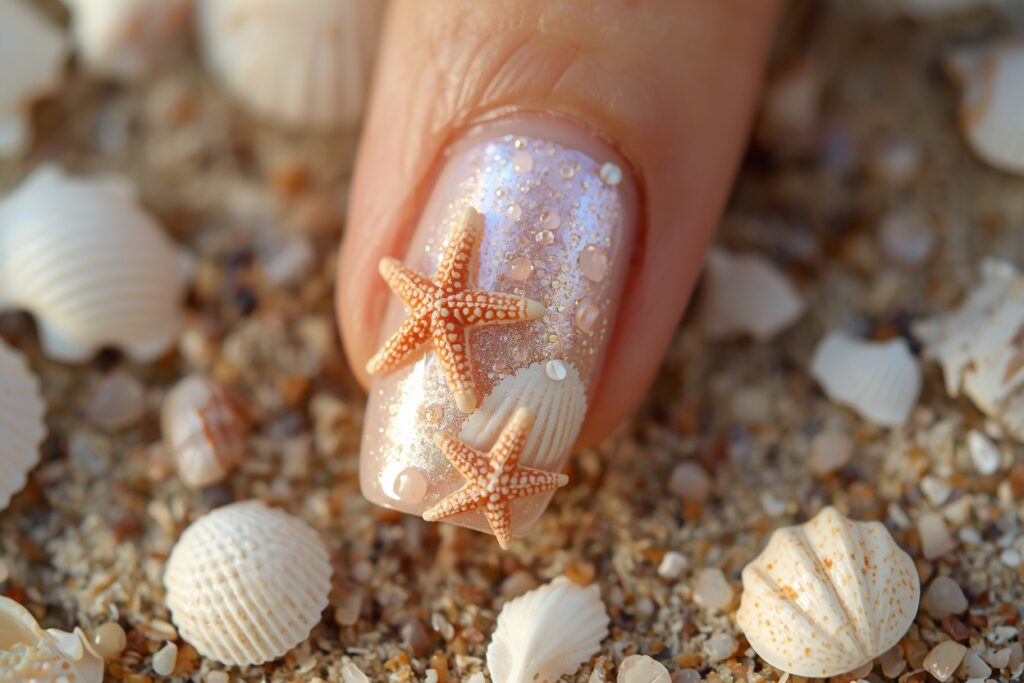 tropical nail ideas 2026 starfish seashell beach nail art