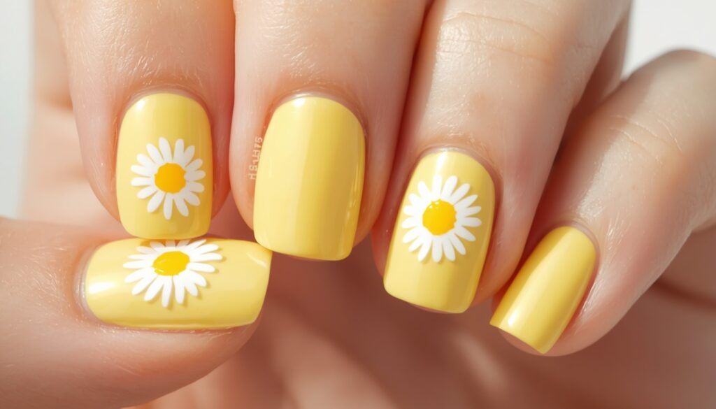 daisy birthday nail ideas — floral nail art beginners