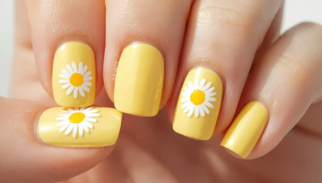 daisy birthday nail ideas — floral nail art beginners