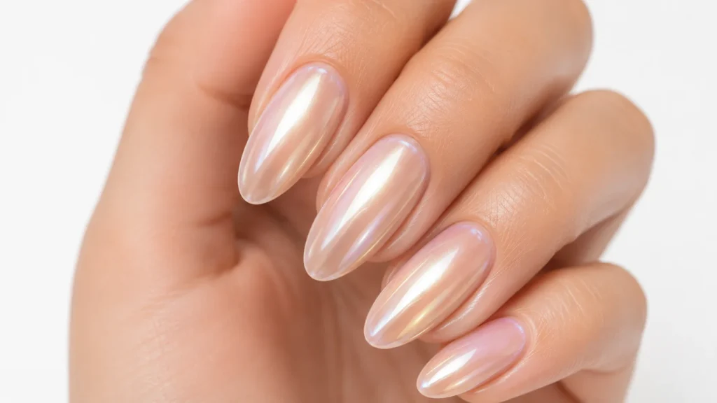 glazed donut birthday nail ideas 2026 — chrome shimmer minimalist nails