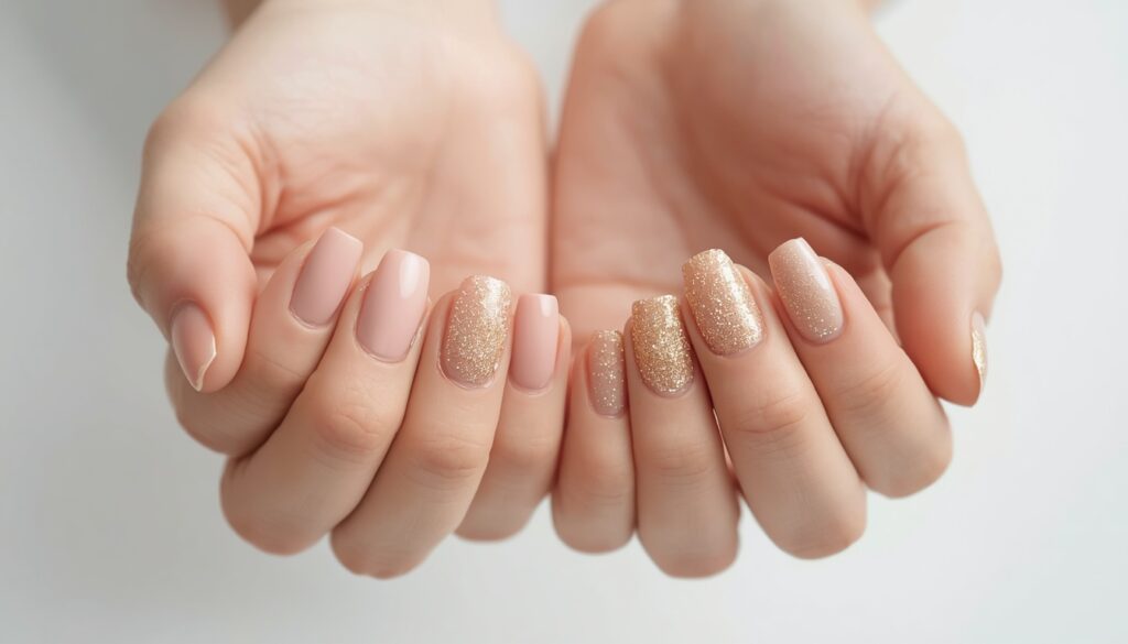 single accent glitter nail birthday ideas — ring finger glitter nail
