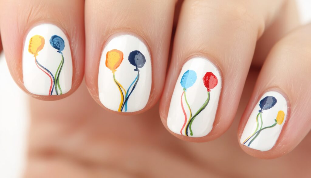 balloon birthday nail ideas — balloon string nail art