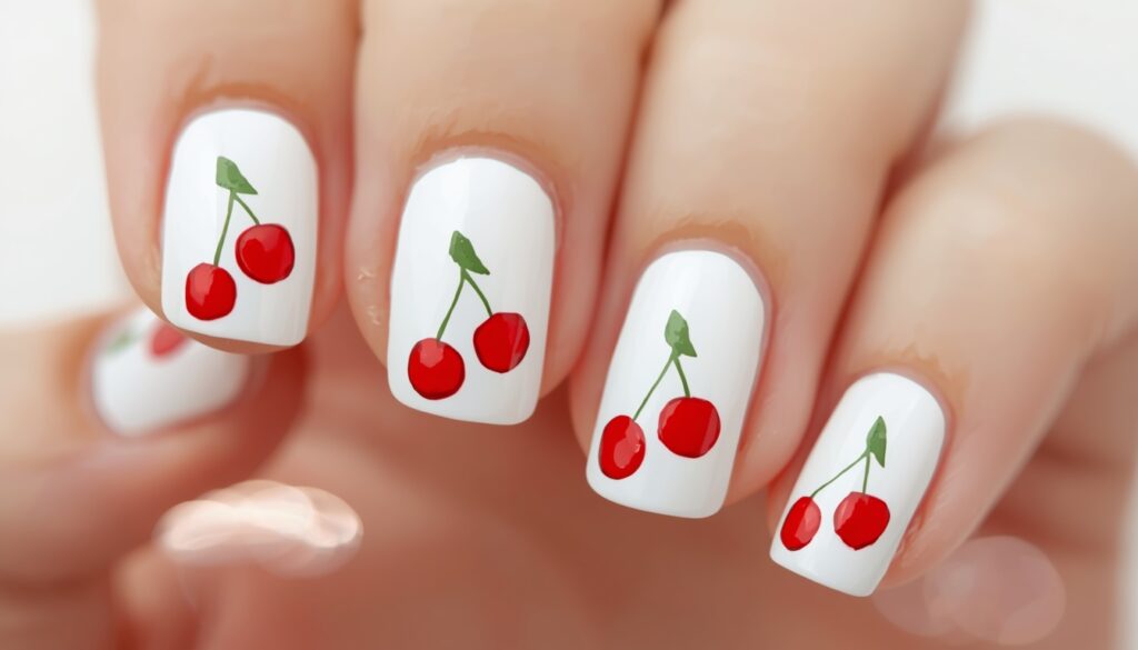 cherry birthday nail ideas — red cherry nail art Y2K