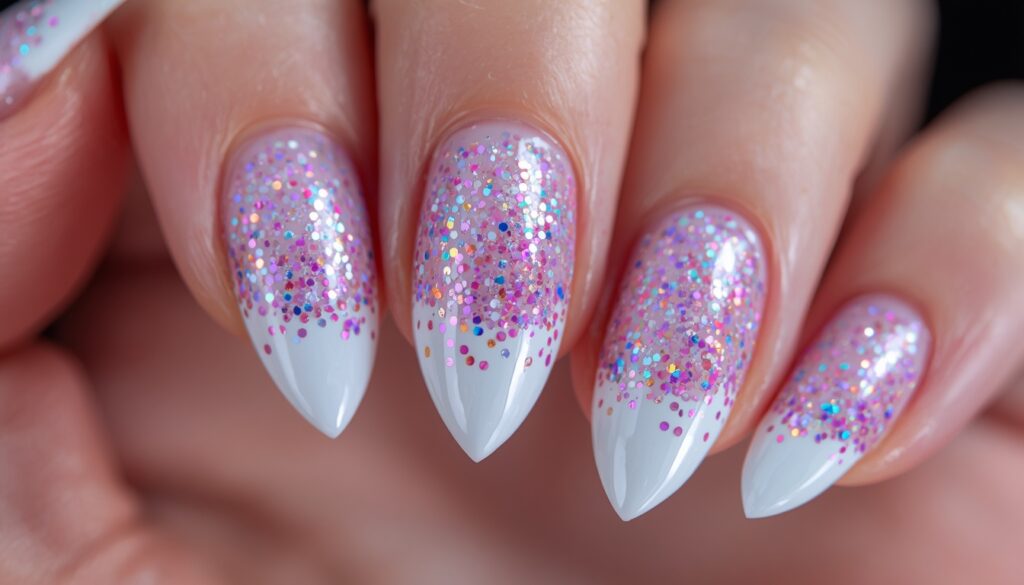 iridescent glitter tip birthday nail ideas 2026