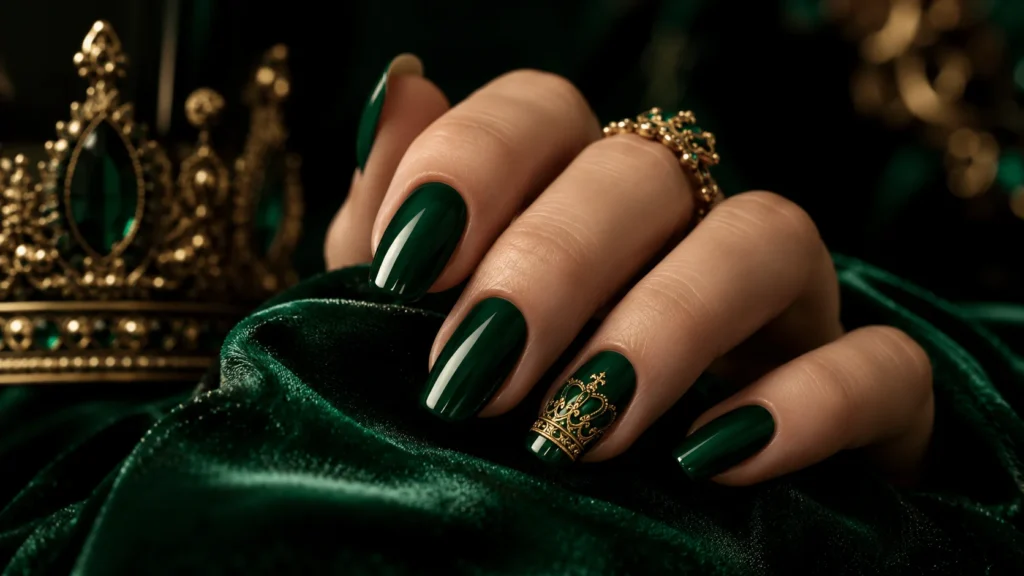 crown birthday nail ideas — queen crown accent nail