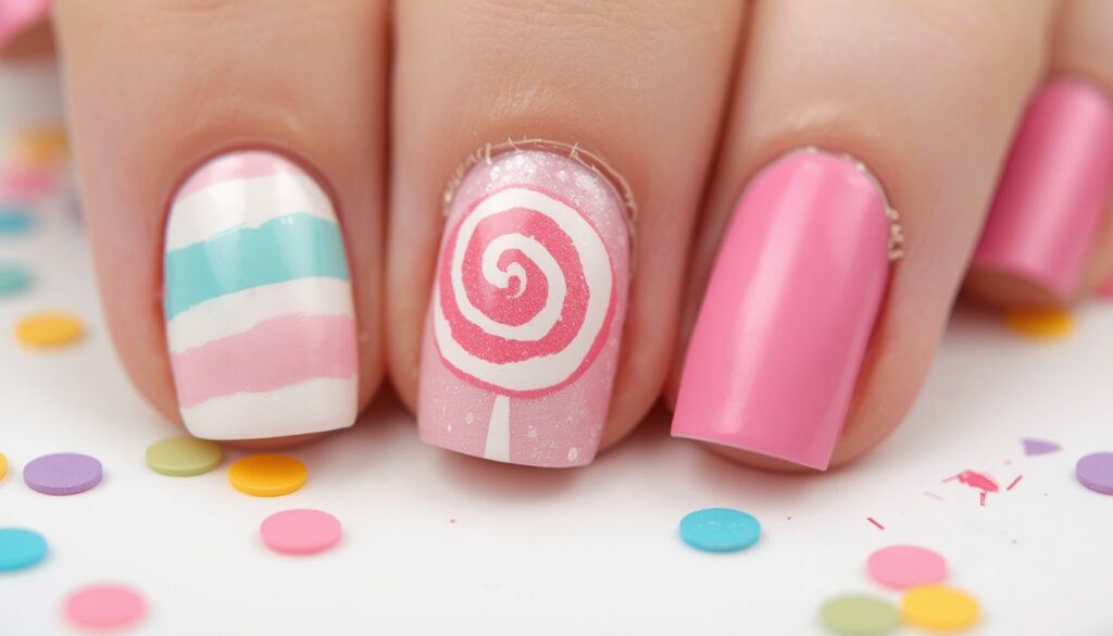 candy birthday nail ideas — candy-themed nail art