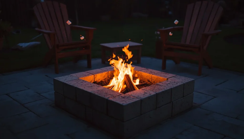cinder block fire pit back porch budget ideas