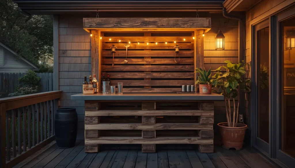 upcycled pallet bar back porch budget entertaining idea