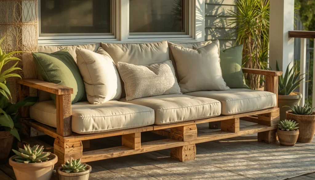 DIY pallet sofa back porch ideas on a budget