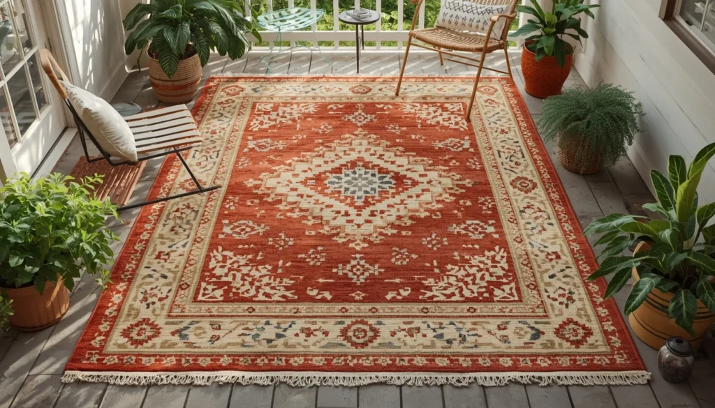 outdoor rug back porch budget makeover idea