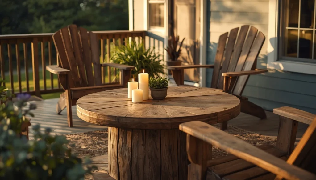 repurposed barrel table back porch budget idea