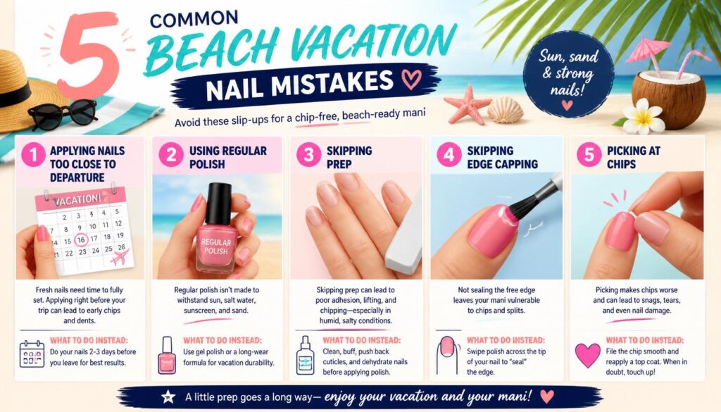 common beach vacation nail mistakes to avoid illustrated guide
