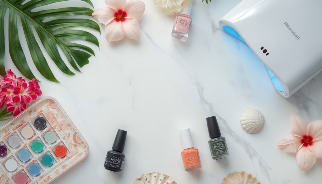 nail polish formulas for beach vacation nails including gel dip powder and press-ons