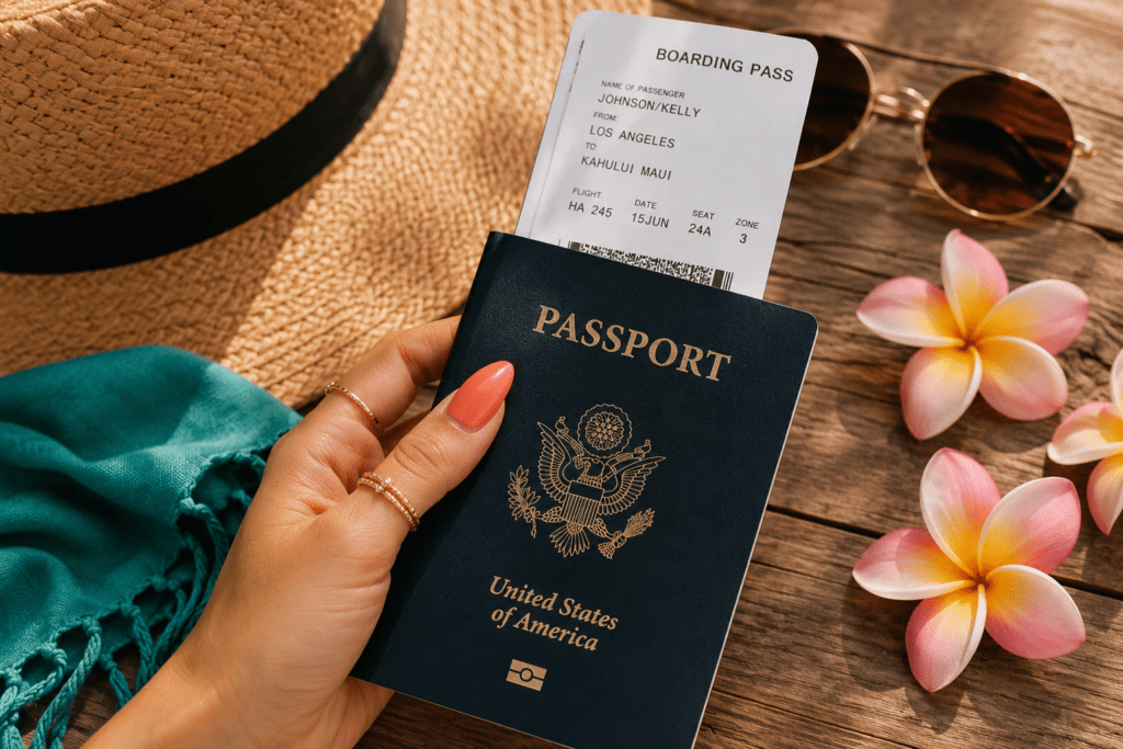  perfect beach vacation nails with passport travel accessories wanderlust aesthetic