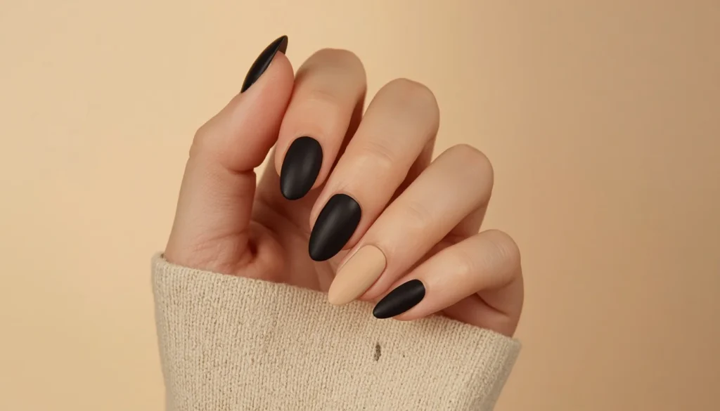 black and nude combination nail ideas alternating colors minimalist 2026