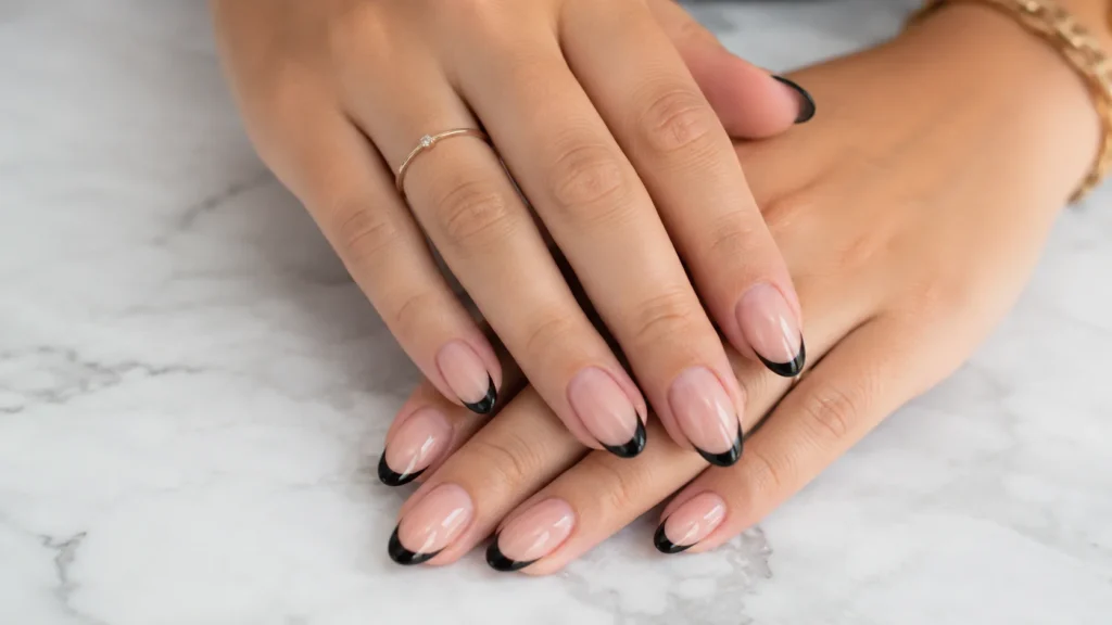  black French tip nail ideas modern twist on classic manicure 2026