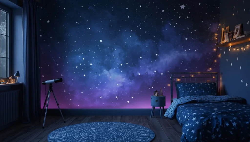 dreamy galaxy ombre wall children's room paint idea 2026