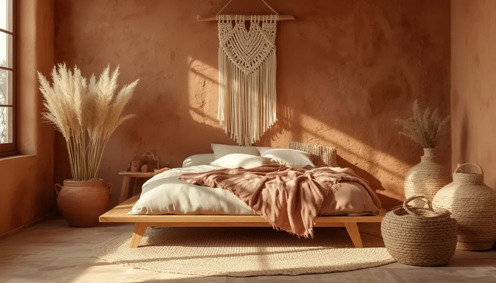 earthy desert boho kids room paint idea 2026 clay adobe wall children