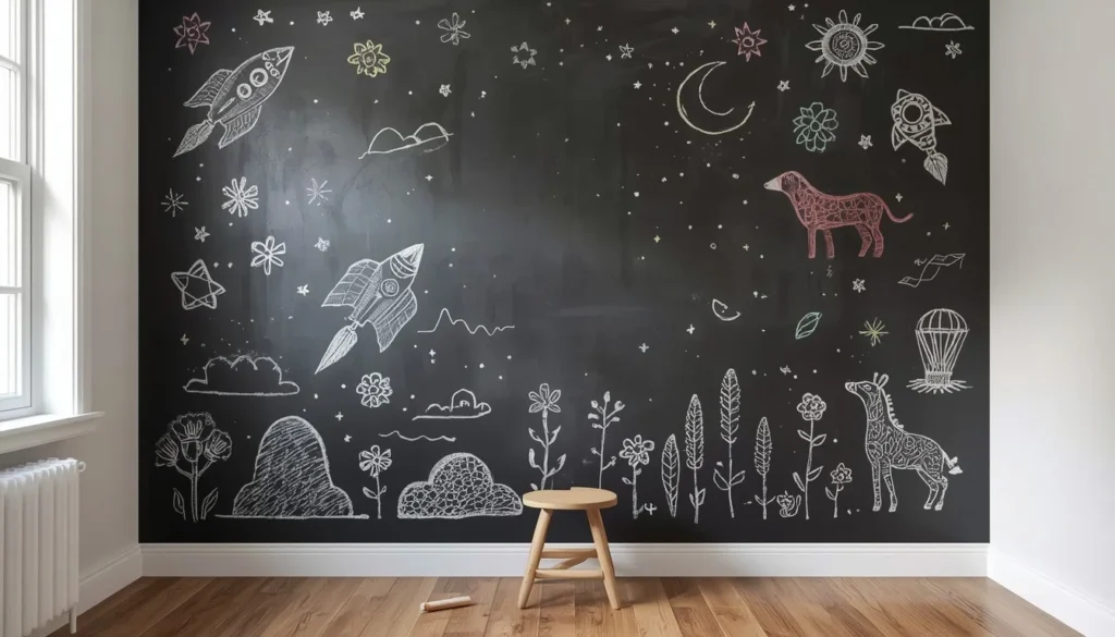 chalkboard accent wall children's room paint idea interactive kids bedroom wall