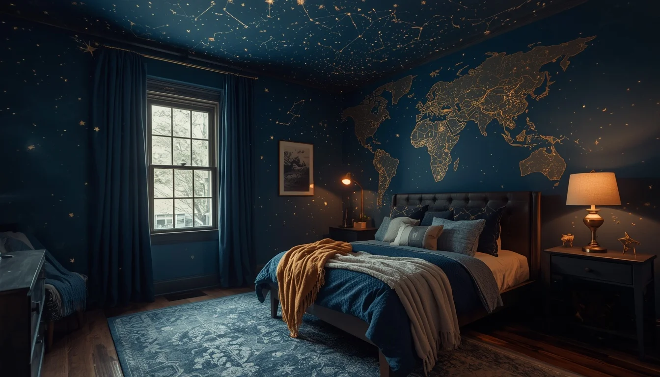 children's room paint ideas 2026 — sage green accent wall with star stencils