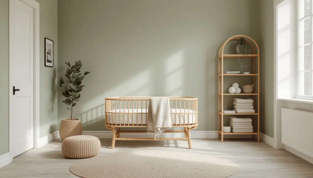 soft sage green nursery paint idea — calming children's room color 2026