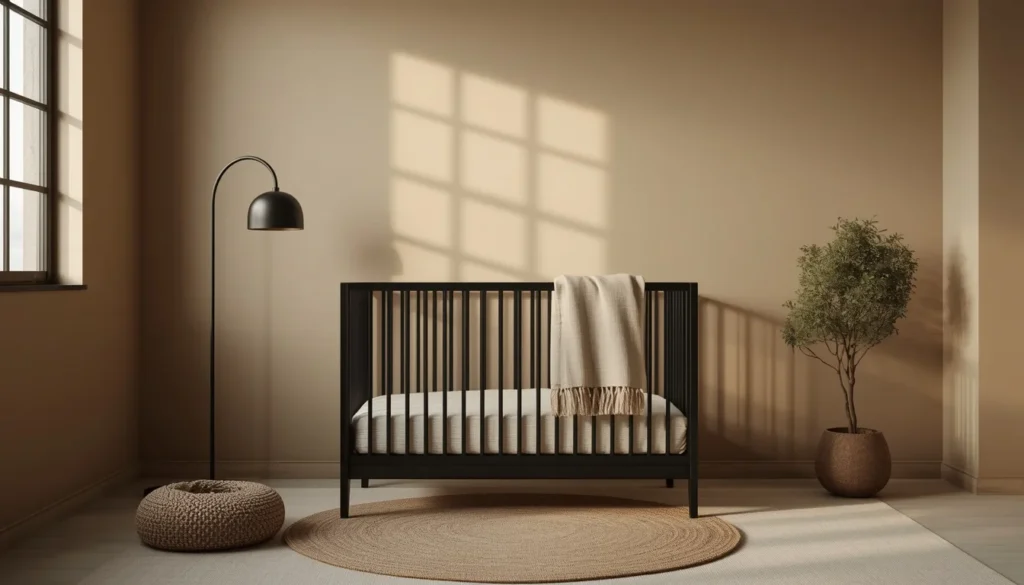Japandi inspired neutral nursery children's room paint idea 2026 greige walls
