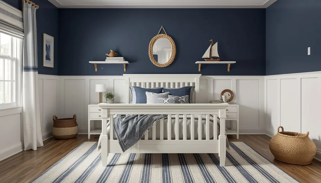 classic navy white nautical children's room paint idea timeless bedroom color