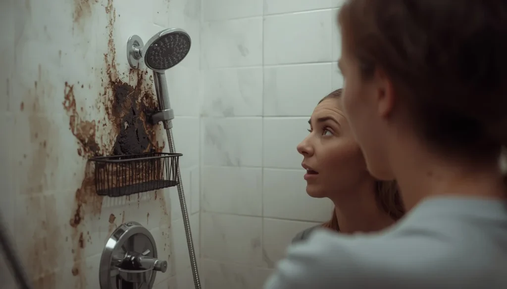 Discovering bathroom mould behind a shower caddy — how do you get rid of mould in bathroom situations like this