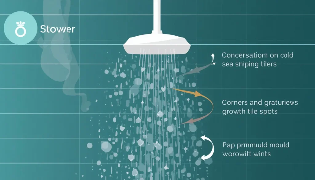 Why bathroom mould grows — diagram showing steam, condensation and problem zones for how do you get rid of mould in bathroom