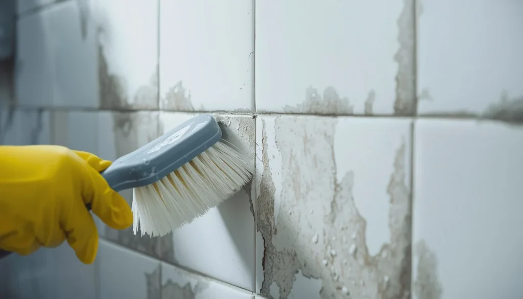 Applying bleach to remove black bathroom mould — how do you get rid of mould in bathroom with bleach