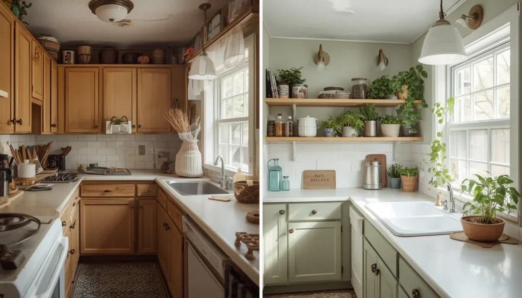 Before and after kitchen decor ideas under $200 — real budget transformation in a small rental kitchen