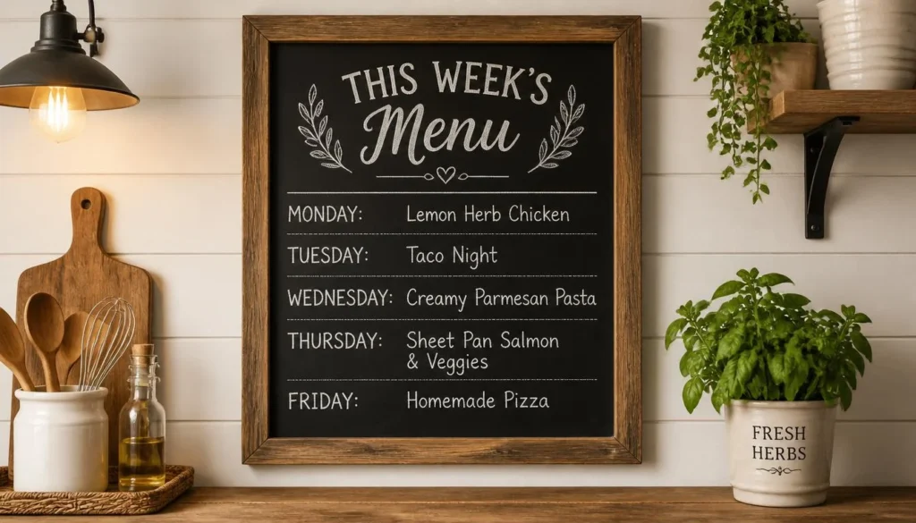 Chalkboard menu board — fun and personal kitchen decor idea under $28 for family kitchens