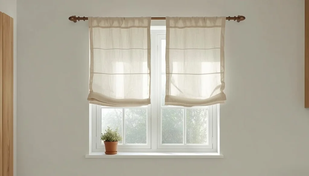  Café-style kitchen curtains on tension rod — renter-safe kitchen decor idea under $30