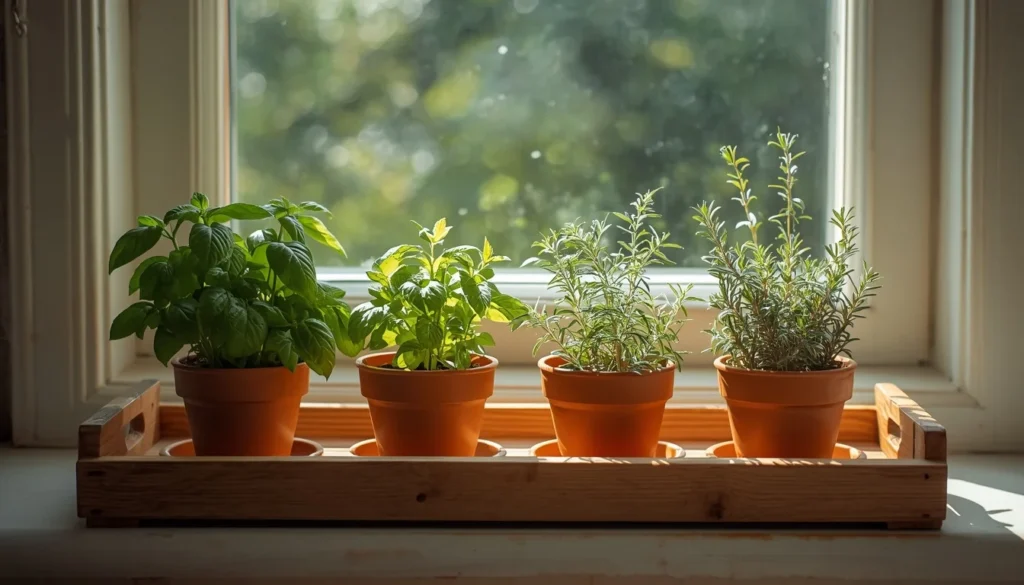 Kitchen windowsill herb garden — easy kitchen decor idea under $30 that smells as good as it looks