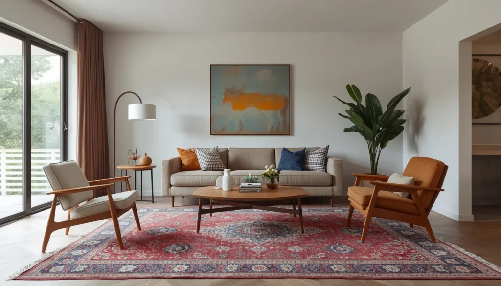 living room carpet ideas with vintage-inspired Persian and oriental rugs