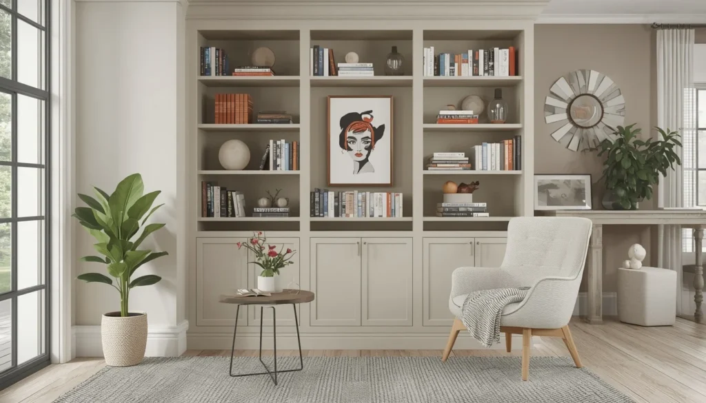 living room corner ideas built-in bookcase